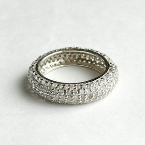 New, pave set eternity band ring Sterling Silver CZ size 9